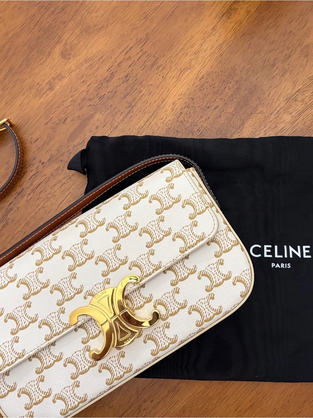 CELINE Claude Triomphe Canvas Shoulder Bag